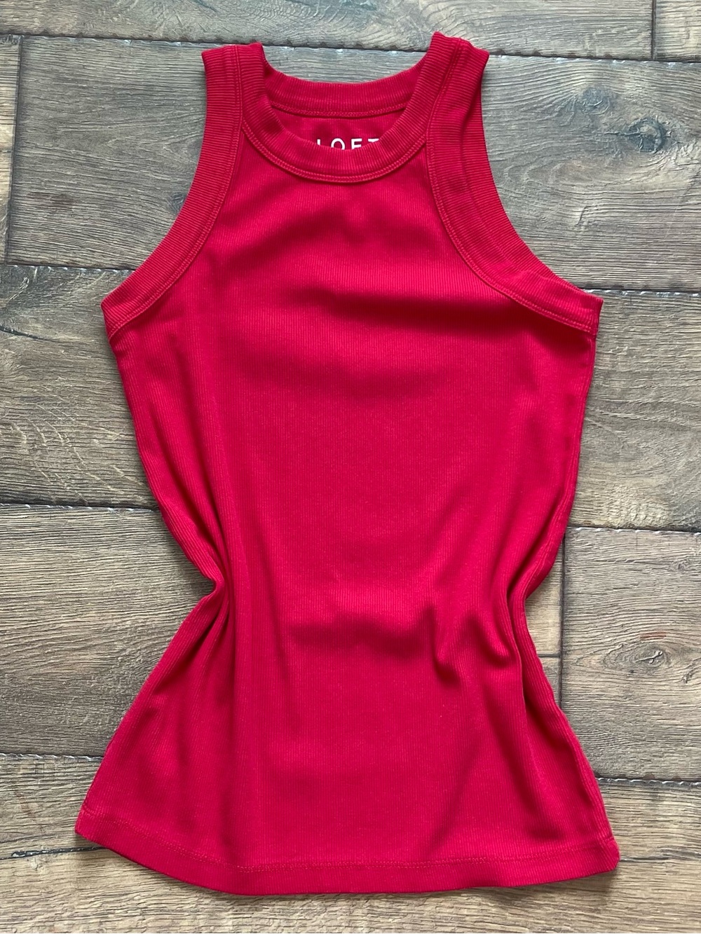 LOFT Bright Red Ribbed Tank